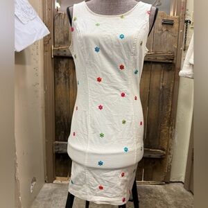 Vintage Chic White Floral Midi Dress